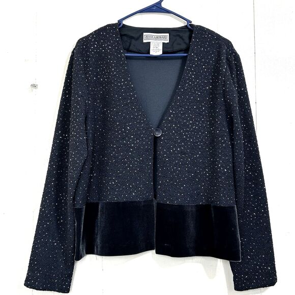 Jessica Howard Sweaters - Jessica Howard women's Grey Cardigan  sparkling and a velvet trim Size 10.